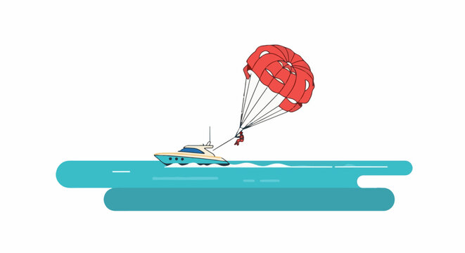 Parasailing adventure behind a sleek yacht on turquoise waters
