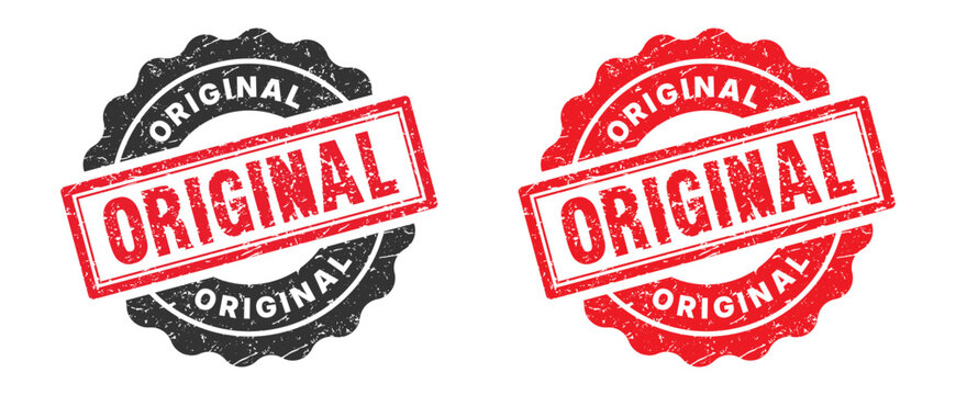 Original rubber stamp PNG image design with black and red round badges. Editable vector illustration