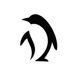 Fototapeta premium Minimalist black penguin logo design on white background, abstract geometric vector illustration of an arctic bird icon