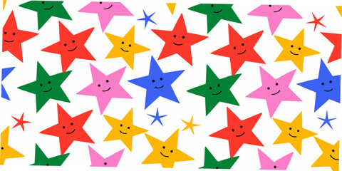 Obraz premium Smiling stars pattern a cheerful seamless repeating design