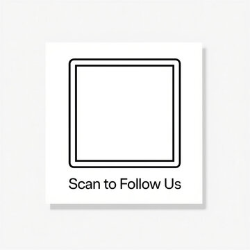 QR Code Sticker for Social Media Follow on White Background Minimalist Design