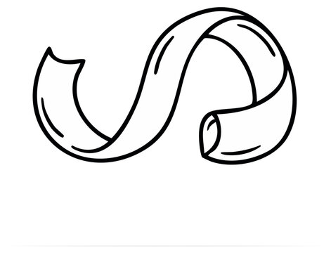 Elegant black and white scroll shape for text and design elements in a simple outline style