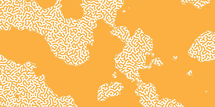 Minimalist turing pattern patches with liquid border composition background design