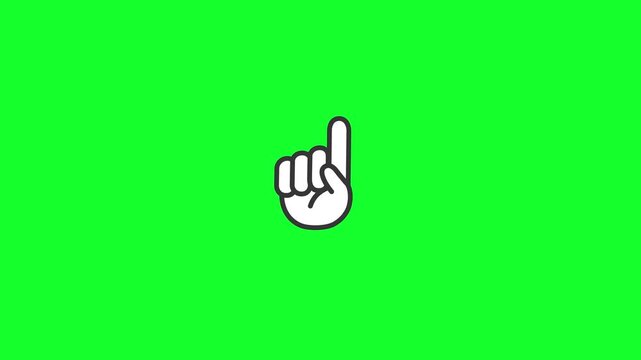 Hand pointing icon with attention animation (Alpha channel / Transparent background)