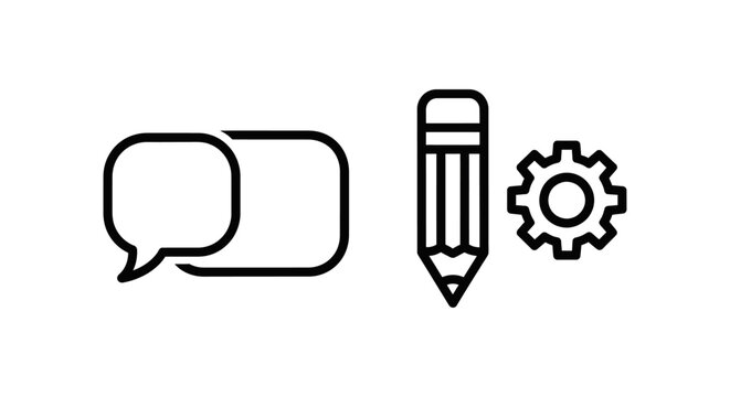 Text editor and language correction software tools icons for content creation and translation with language correction translate interface software application creative professional