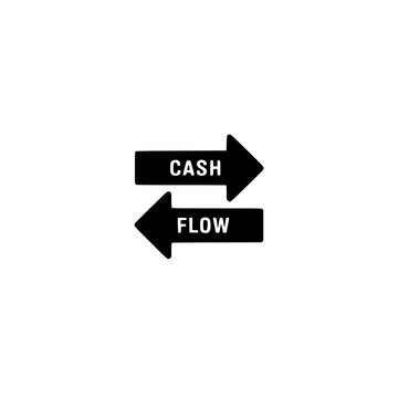 Cash flow solid fill vector icon for finance management, accounting systems, income tracking, business analytics, and banking application interfaces.