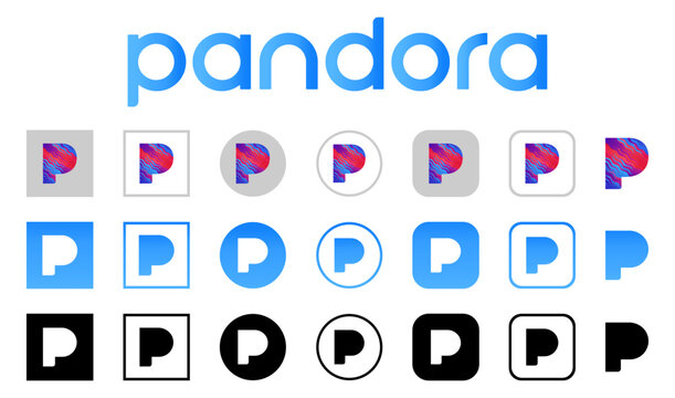 Pandora new icon set. Pandora new logo icon. Music streaming service. Popular music streaming services logo icon. vector illustration eps file.