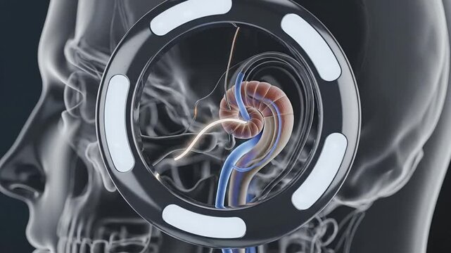 Detailed 3D Animation Of Human Ear Anatomy Highlighting Cochlea And Auditory Nerve For Medical Education