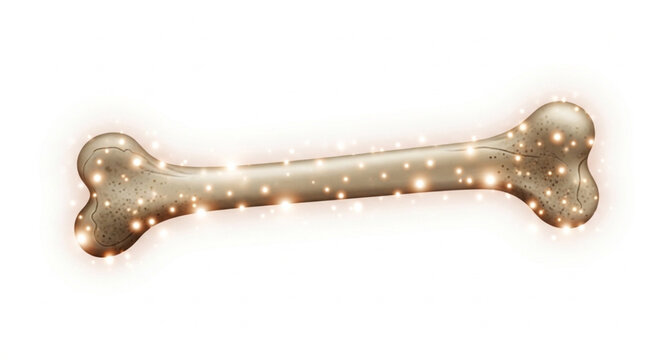 Shiny dog bone with sparkles isolated on white background.