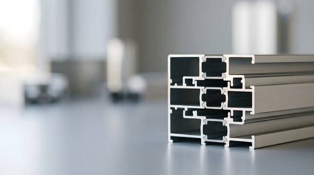 Extruded Aluminum Profile Geometry Modern Architecture Detail Macro Background (76 characters)