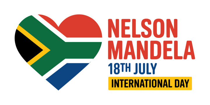 Nelson Mandela International Day celebration with South African flag heart  July 18th