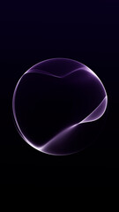 Vertical purple glowing energy sphere with soft wave ribbons and luminous rim light, abstract futuristic orb for sci fi backgrounds and digital design. © Vooper