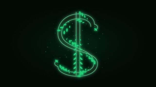 Neon hammer icon on dark green background abstract design