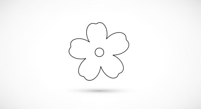 Simple outline drawing of a five petal flower with a circle in the center.
