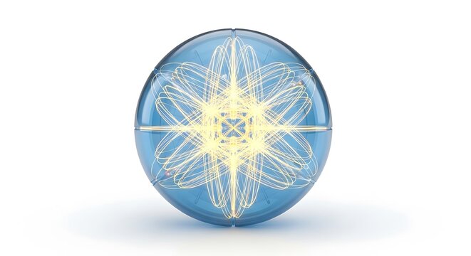 Abstract blue sphere with geometric light pattern