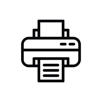 Printer Icon Black And White Line Drawing On White Background