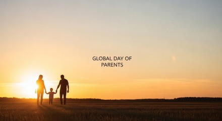 Fototapeta premium Global Day of Parents Silhouette Family at Sunset