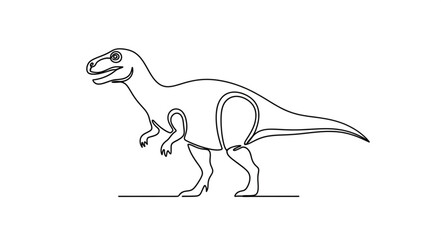 Single Line Drawing of a Tyrannosaurus Rex Dinosaur. © Brengkel