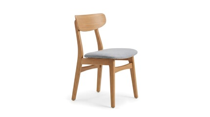 Fototapeta premium wooden chair isolated on white, modern wooden chair isolated on white background, wooden chair furniture studio shot