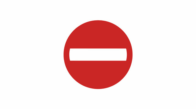 Red prohibition sign with white horizontal bar indicating no entry or stop