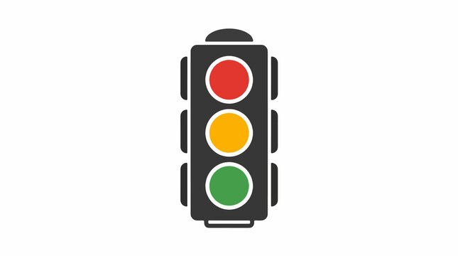 Traffic Light Signal With Red Yellow And Green Lights On White Background