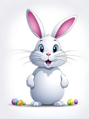 Fototapeta premium A simple cartoon Easter bunny with a white background, abstract illustration, AI generated