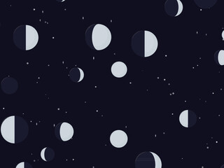 Fototapeta premium Moon Phases Celestial Pattern Dark Background