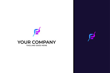 Obraz premium Modern Abstract Letter P E Slash Logo Design for Tech Business