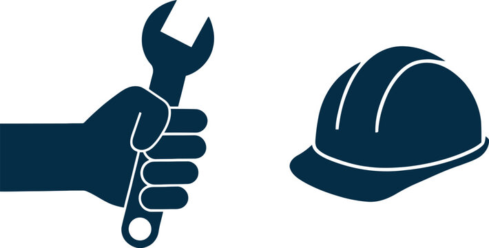 Construction worker tools and safety equipment