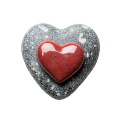 Fototapeta premium Heart Shaped Stone with Glittering Red Heart on Transparent Background Illustrating Love and Affection Perfect for Romantic Themes