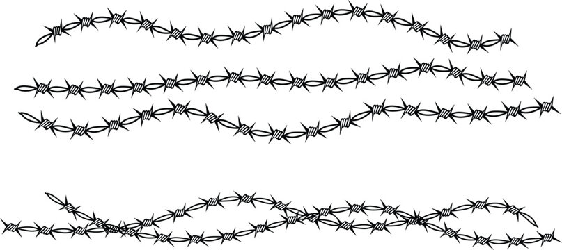 Barbed wire on for security or warning concepts
