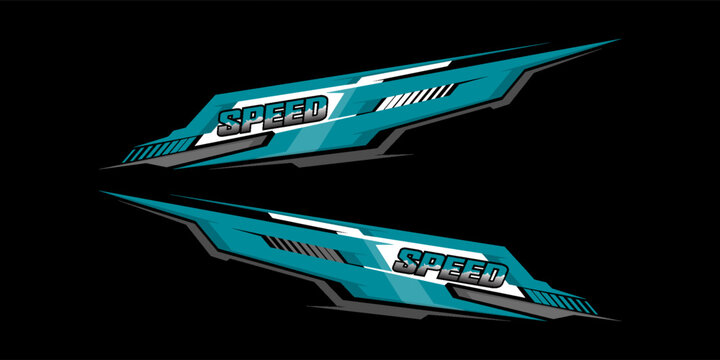 Side body graphic sticker design for car vectors. design stripes sports for car wrap. racing decals for tuning.