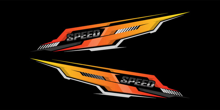 Side body graphic sticker design for car vectors. design stripes sports for car wrap. racing decals for tuning.