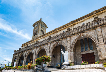 Fototapeta premium Nha Trang Cathedral, or Mountain Church, in Nha Trang, Vietnam. A hisotric Gothic church opened in 1933