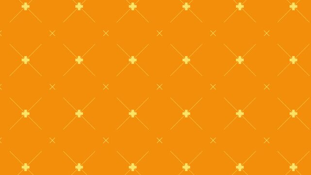 Seamless vintage wallpaper pattern with golden stars and hearts floral ornament design in orange tones