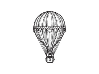 Retro hand drawing hot air balloon. Vintage hot air airship vector sketch © zulfa