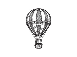 Retro hand drawing hot air balloon. Vintage hot air airship vector sketch © zulfa