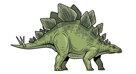Stegosaurus Dinosaur Illustration Standing on White Background. © Mutmainah