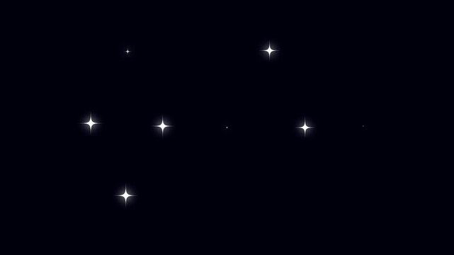 4K Twinkling Star Blast Motion Graphics with Shimmering Sparkle Animation, Cartoon Doodle Stars, Glowing White Lights, Magical Fairy Dust, Black Background Overlay Loop Effects Pack