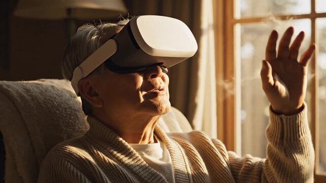 Elderly Person Experiencing Virtual Reality - A Glimpse into the Future.