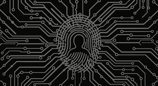 Fingerprint on circuit board closeup.