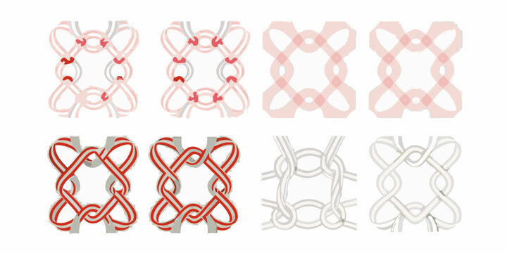 Decorative cord knots vector illustration with red and gray tones