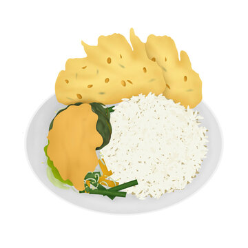 Illustration of typical Indonesian food, Nasi Pecel 