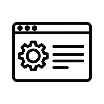 Web browser window with a gear cogwheel symbol on a white background