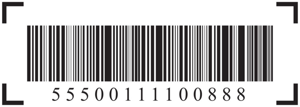 Close-up barcode with the digits on a white background, highlighting the vertical bars and machine-readable data. EPS 10. Barcode Scan Symbol Collection in Outline.
