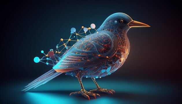 molecular bird structure composed of connected atoms