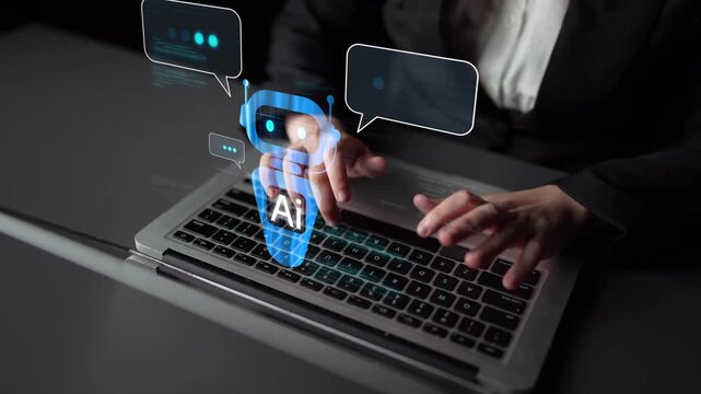 AI Virtual Assistant Artificial Intelligence Chatbot Controlled by Prompt Engineering for Explainable Generative AI information and LLM Deep Learning Technology for Smart Business Work Support. Muxer