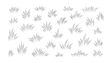 Hand drawn grass tufts isolated on transparent background artistic landscape elements set. © Sara Studio