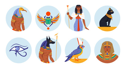 Obraz premium Ancient Egyptian icons set. Vector illustration