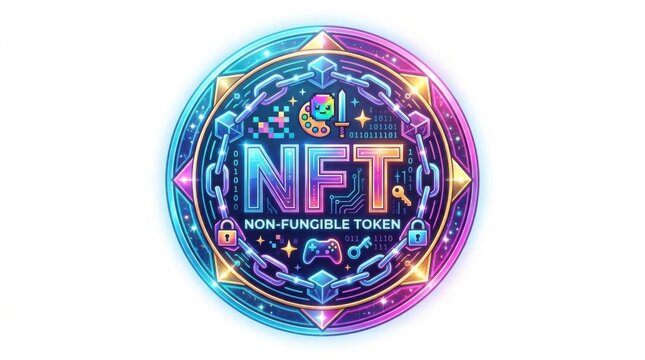 NFT token icon isolated on white background
